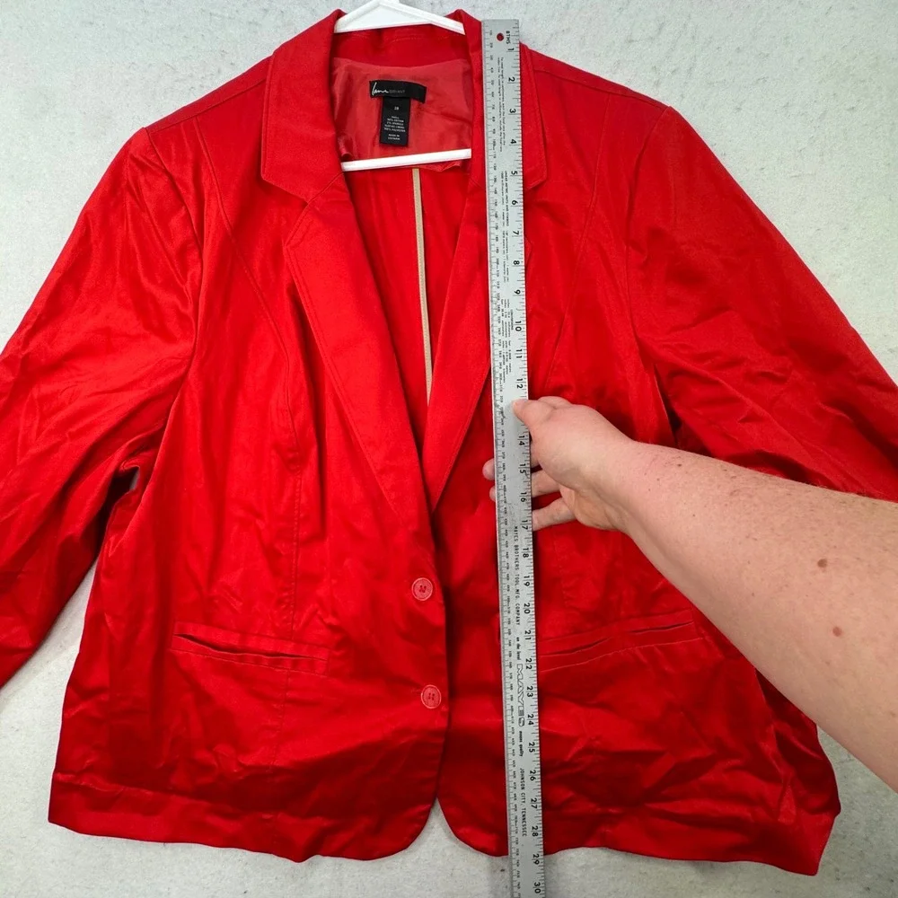 Lane Bryant Blazer Women Plus 28 Red Cotton Stretch Office Workwear Professional